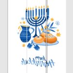 Celebratory Hanukkah Three Panel Room Divider Screen