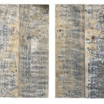Set of Two Grey Black and Natural Rustic Wood Wall Art Hanging Panels