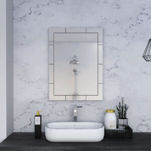 Modern Farmhouse Rectangular Wood and Galvanized Metal Wall Mirror