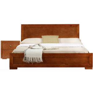 Moma Cherry Wood Platform King Bed With Two Nightstands