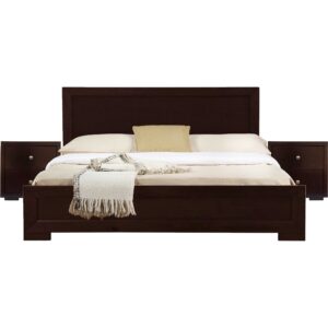 Moma Cherry Wood Platform King Bed With Two Nightstands