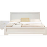 Moma White Wood Platform Full Bed With Nightstand