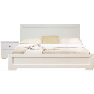Moma Walnut Wood Platform King Bed With Two Nightstands