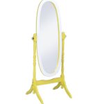 Pretty Yellow and White Cheval Standing Oval Mirror