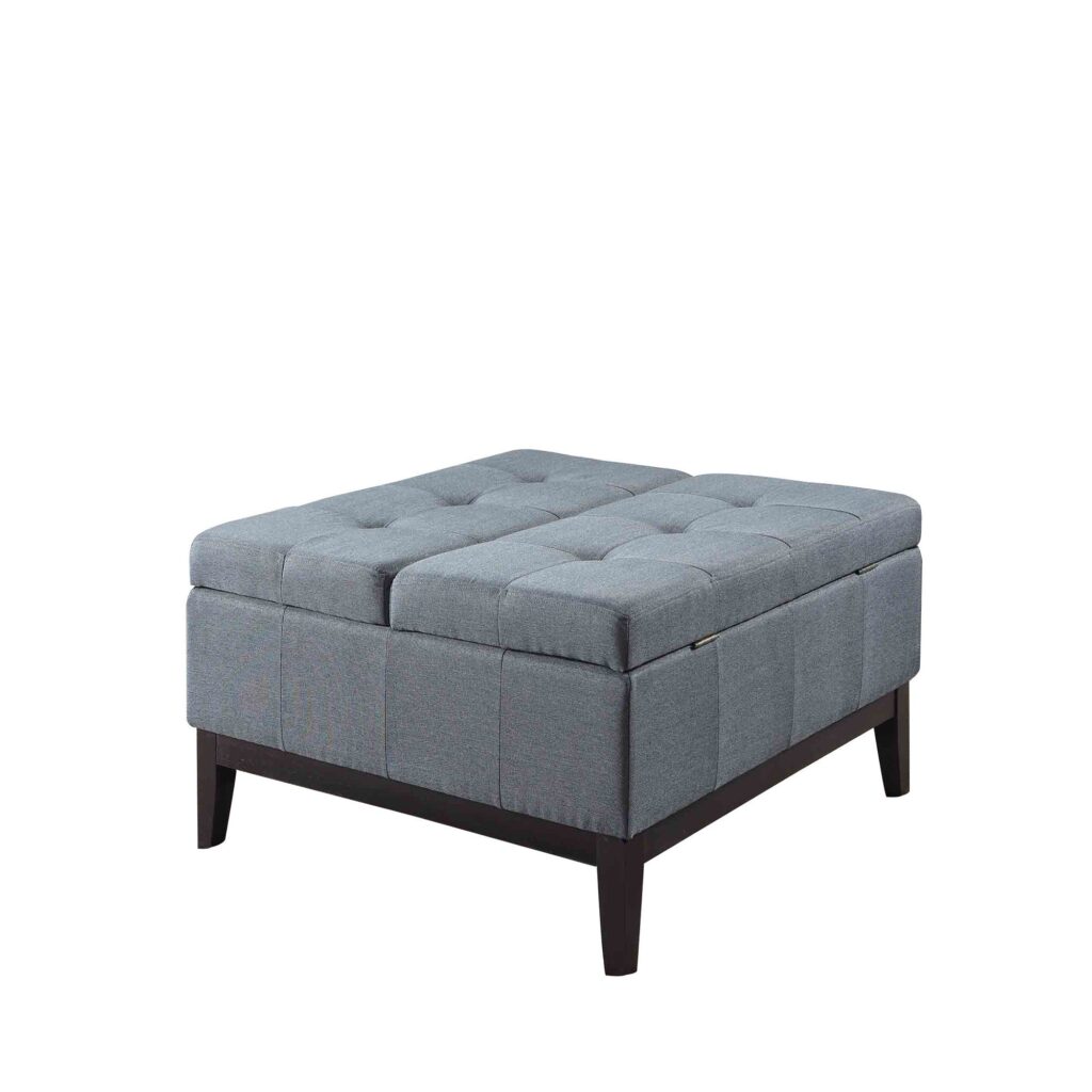36′ Slate Blue and Black Ottoman with Hidden Storage