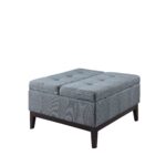 36′ Slate Blue and Black Ottoman with Hidden Storage