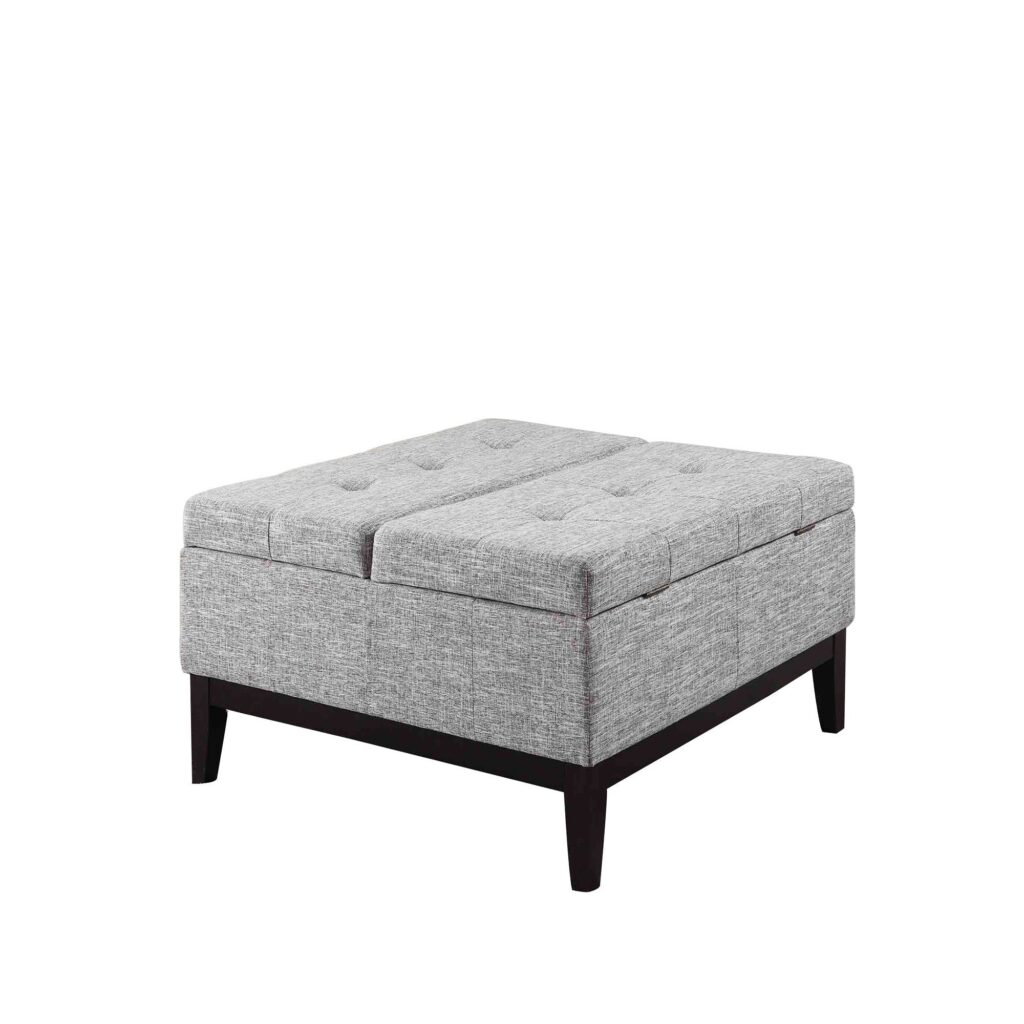 36′ Heathered Gray and Black Ottoman with Hidden Storage