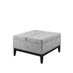 36′ Heathered Gray and Black Ottoman with Hidden Storage