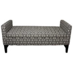 Modern Dark Brown and White Retro Star Print Storage Bench