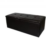 Brown Faux Leather Storage Bench