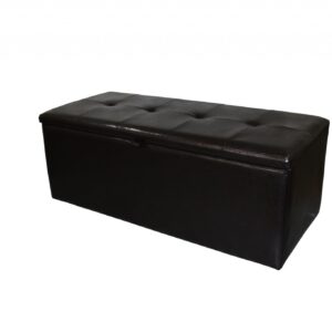 Brown and White Greek Key Wooden Storage Bench with Handles