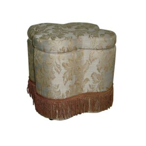 Rectangular Cream Fabric Bench with Covered Storage