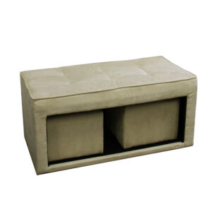 Beige Nailhead Storage Bench Ottoman Four Piece Set