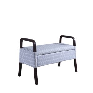Blue and White Vanity Seat with Wooden Handles