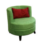 31″ Green Microfiber Retro Round Accent Chair with Contrast Pillow