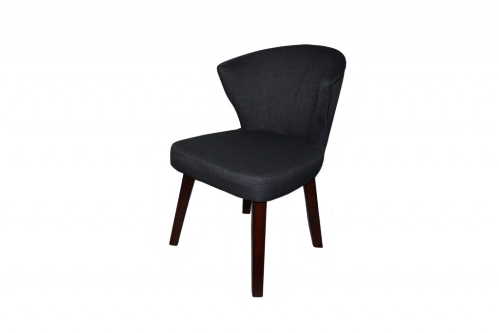 31″ Dark Charcoal Grey and Black Wooden Curve Back Dining or Accent Chair