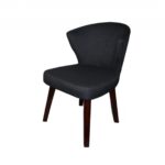 31″ Dark Charcoal Grey and Black Wooden Curve Back Dining or Accent Chair