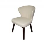 31″ Cream and Black Wooden Curve Back Dining or Accent Chair