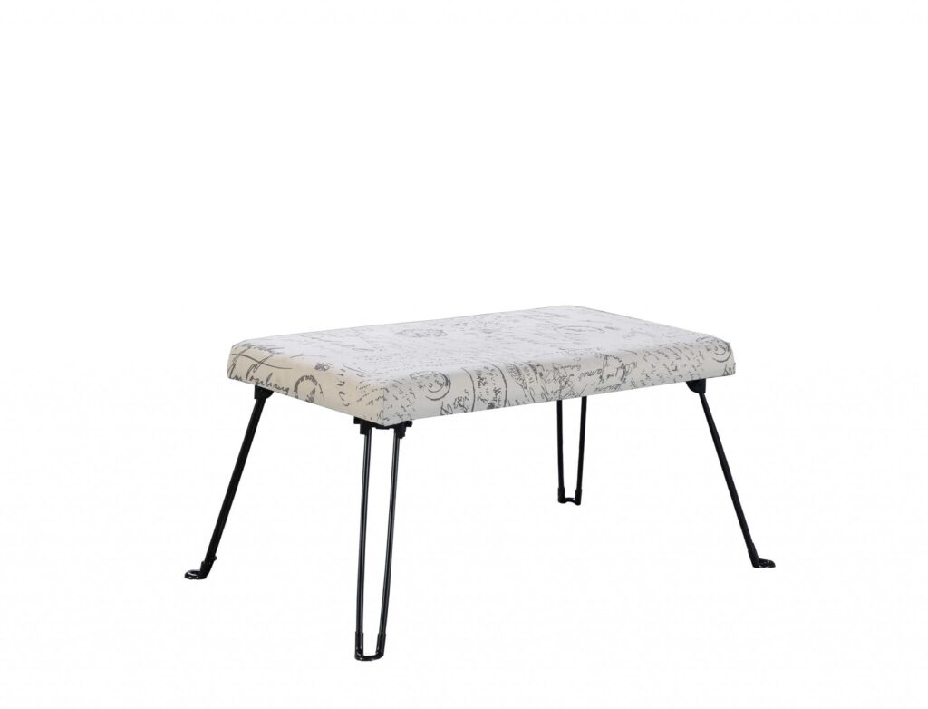 31″ Black and White Postcard Microfiber Folding Bench