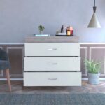 29″ Light Gray and White Three Drawer Dresser