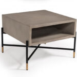 Modern Gray Concrete and Black Metal Coffee Table