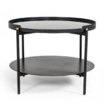 Modern Black Marble Painted Round Metal Coffee Table