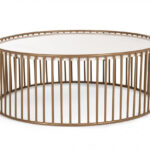 Modern Round White and Gold Faux Marble Coffee Table