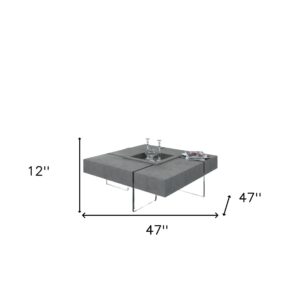 Modern Gray Concrete and Black Metal Hexagonal End Table
