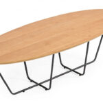 Industrial Large Oak and Black Powder Metal Coffee Table