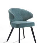 Set of Two Teal Black Modern Dining Chairs