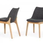 Set of Two Dark Gray Fabric Dining Chairs