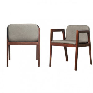 Set of Two Dark Brown and Gray Stainless Steel Chairs