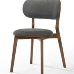 Set of Two Dark Gray Walnut Modern Dining Chairs