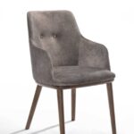 Set of Two Gray Walnut Modern Dining Chairs