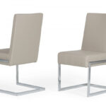 Set of Two Gray Silver Modern Dining Chairs