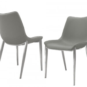 Set of Two Gray Black Modern Dining Chairs