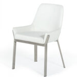 White Brushed Stainless Steel Dining Chair