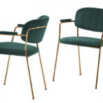 Set of Two Green Modern Dining Chairs