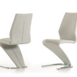 Set of Two Light Gray Faux Leather Modern Dining Chairs