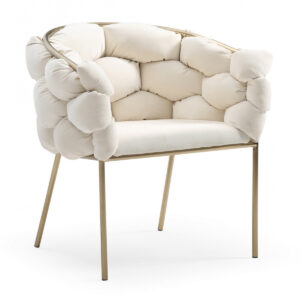 Dark Yellow Velvet with Piping Accent Chair