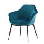 Teal and Black Velvet Dining or Side Chair