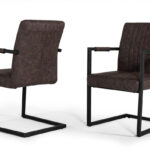 Set of Two Brown Faux Leather Dining Chairs