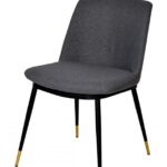 Set of Two Gray Black Dining Chairs