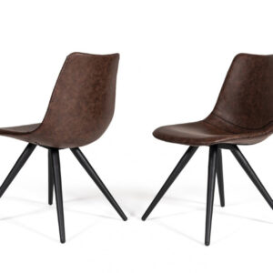 Set of Two Dark Brown and Gray Stainless Steel Chairs
