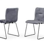 Set of Two Gray Velvet Dining Chairs