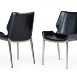 Set of Two Black Faux Leather Moder Dining Chairs