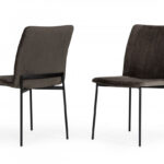 Set of Two Brown Black Dining Chairs