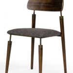 Set of Two Gray Brown Mid Century Dining Chairs