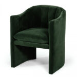 Dark Green Velvet Modern Curvilinear Dining Chair
