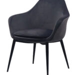 Gray Black Velvet Dining Chair